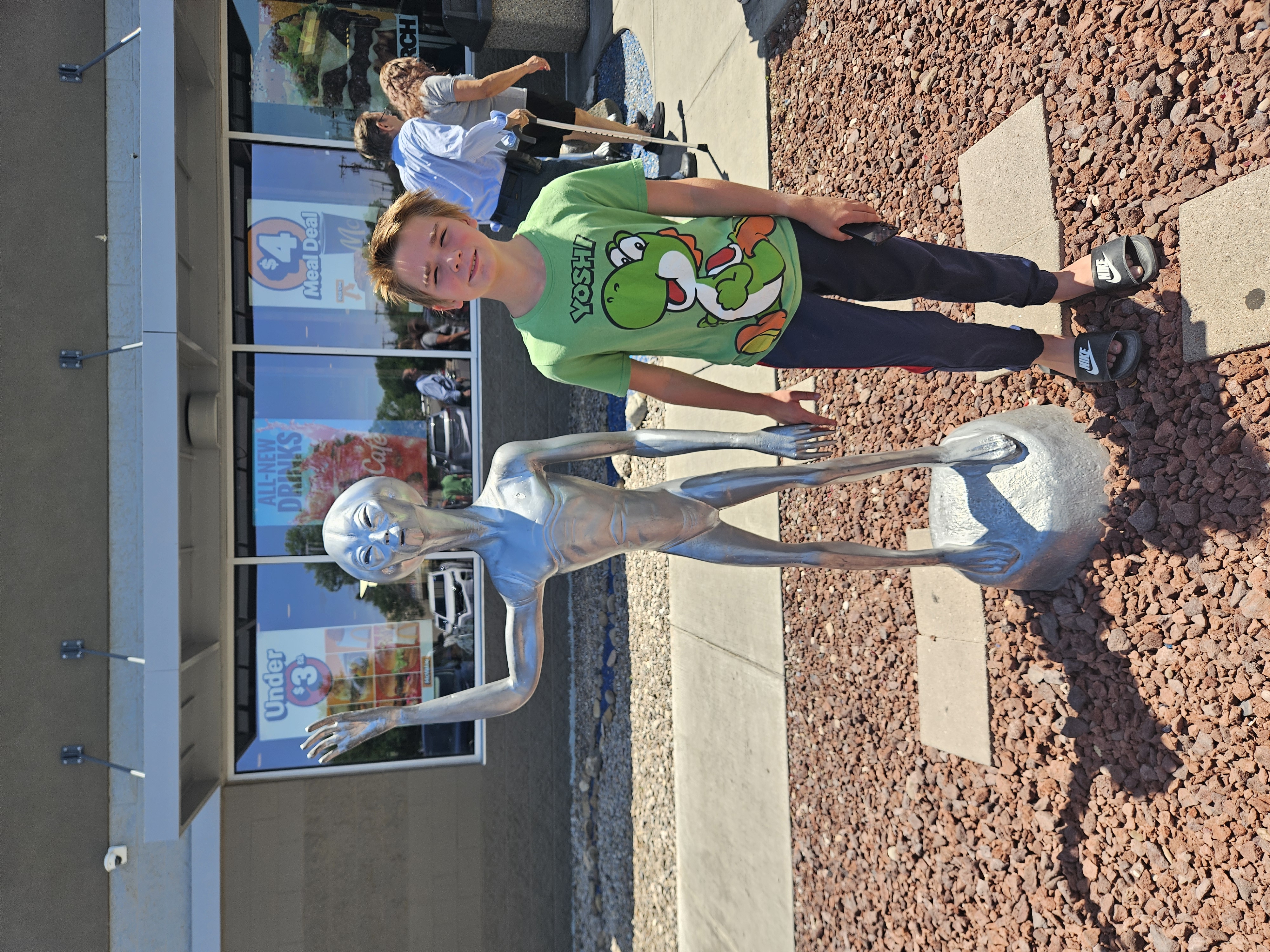 Robert and Aden outside the UFO-themed McDonald's in Roswell, New Mexico.
